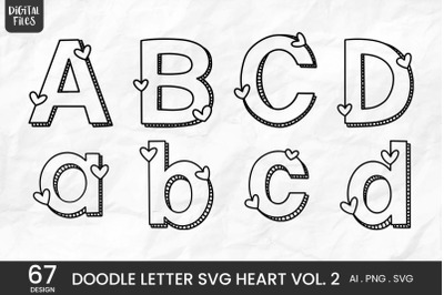 Doodle Letter Svg Heart Vol. 2 | Sublimation Alphabets