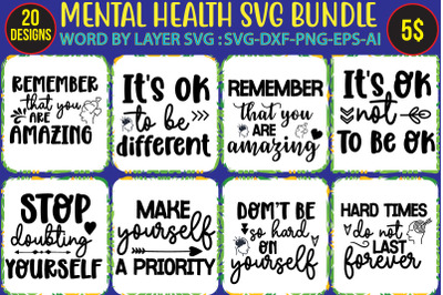 Mental Health Quotes SVG BUNDLE&2C;Mental Health SVG Bundle&2C; Inspirationa