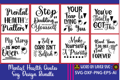 Mental Health Quotes SVG BUNDLE,Mental Health SVG Bundle, Inspirationa