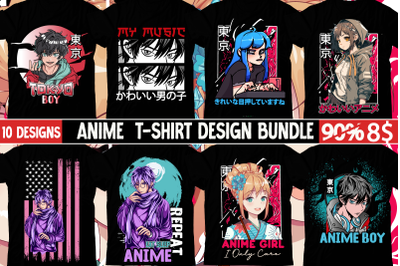 Anime T-Shirt Design, Anime Vector Graphics Bundle ,samurai t shirt Bu