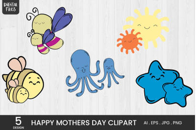 Happy Mothers Day Clipart | 5 Variations
