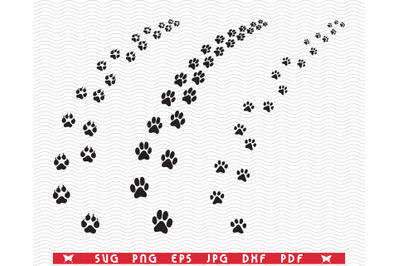 SVG Dog Footprints, Black silhouette, Digital clipart