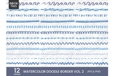 Watercolor Doodle Border Vol. 2 | 12 Variations