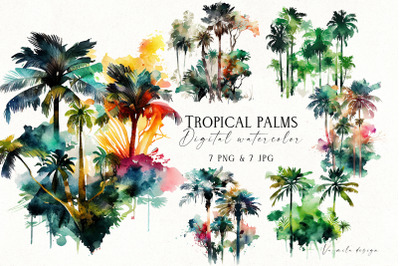 Abstract Colorful Tropical Palms