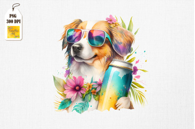 Summertime Dog Loves Beer Watercolor 6