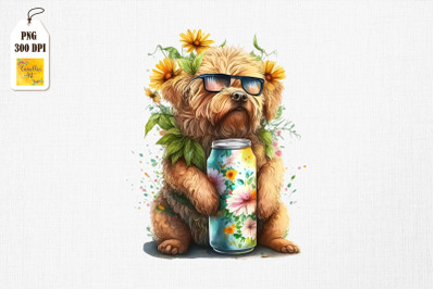 Summertime Dog Loves Beer Watercolor 7