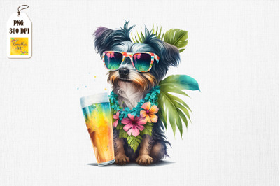 Summertime Dog Loves Beer Watercolor 9