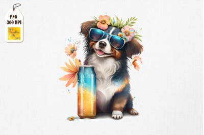 Summertime Dog Loves Beer Watercolor 10