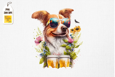 Summertime Dog Loves Beer Watercolor 11