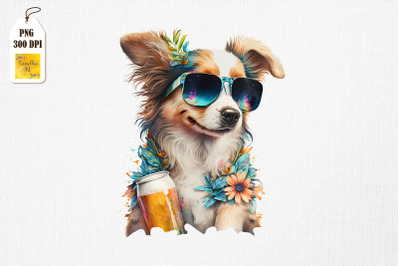 Summertime Dog Loves Beer Watercolor 13