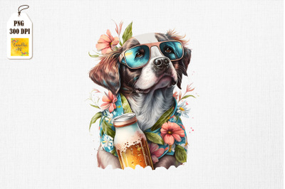 Summertime Dog Loves Beer Watercolor 15