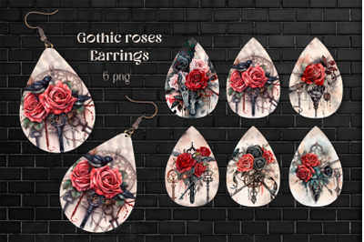 Gothic roses earrings sublimation Teardrop earring template