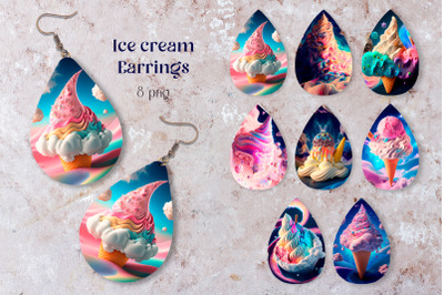 Ice cream earrings sublimation Teardrop earring template png