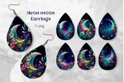 Fairy moon earring sublimation Teardrop earrings template