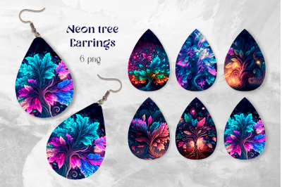 Neon tree earrings sublimation Teardrop earring template png