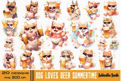 Dog Loves Beer Summertime Watercolor Bundle