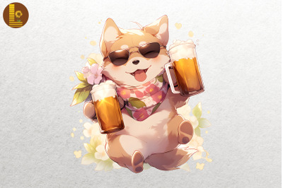 Cute Dog Loves Beer Summertime