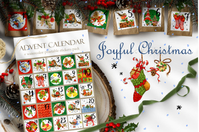Printable Advent Calendar. Christmas Stickers