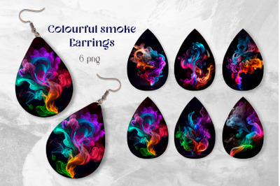 Smoke earrings sublimation Rainbow Teardrop earring template