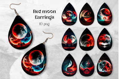 Bloody moon earrings sublimation Teardrop earring template