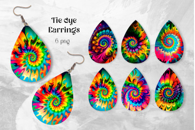 Tie dye earring sublimation Rainbow Teardrop earrings design