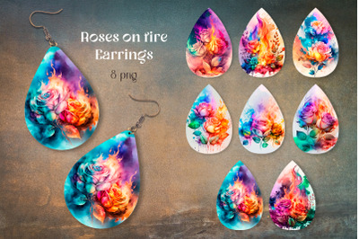 Smoky roses earring sublimation Teardrop earrings template