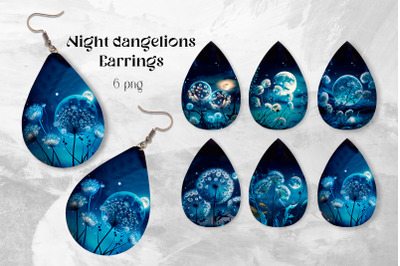 Night dandelion earrings sublimation Teardrop earring design