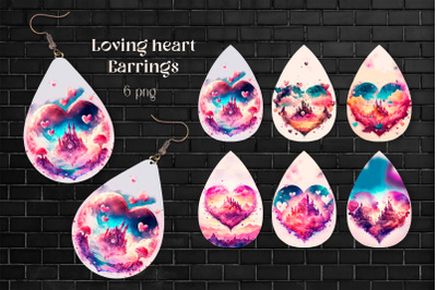 Fairy heart earring sublimation design Teardrop earring png