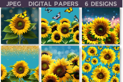 Digital Papers Sunflowers | Sunflowers illustration