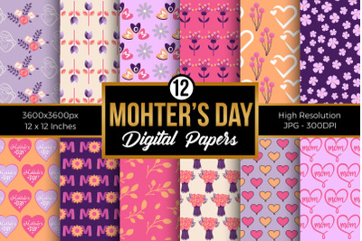 Mother&#039;s Day Floral Seamless Pattern Digital Papers