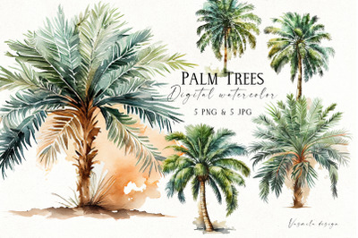 Watercolor Palm Trees Clipart
