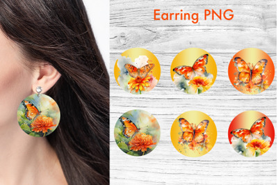 Round earring sublimation | Butterfly earring