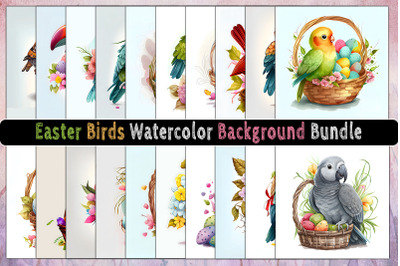 Easter Birds Watercolor Background Bundle