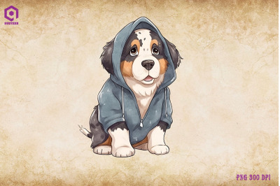 Bernese Mountain Dog Wearing Hoodie