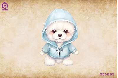 Bichon Frise Dog Wearing Hoodie