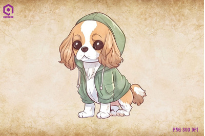 Spaniel Wearing Hoodie