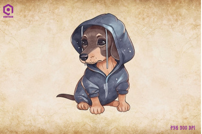 Dachshund Dog Wearing Hoodie