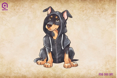 Doberman Pinscher Dog Wearing Hoodie