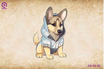 German Shepherd Dog Wearing Hoodie