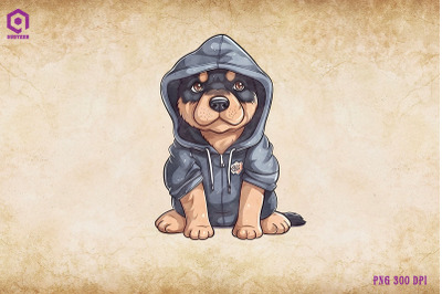 Rottweiler Dog Wearing Hoodie