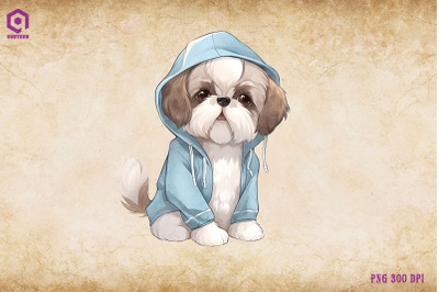 Shih Tzu Dog Wearing Hoodie