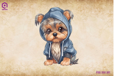 Yorkshire Terrier Dog Wearing Hoodie