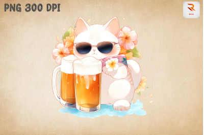 Cute Cat Loves Beer Summertime 2