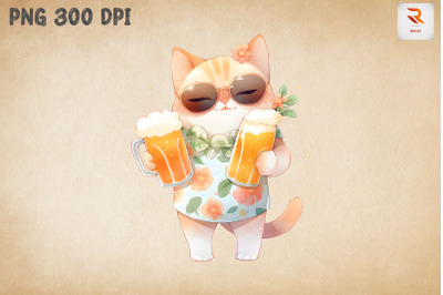 Cute Cat Loves Beer Summertime 3