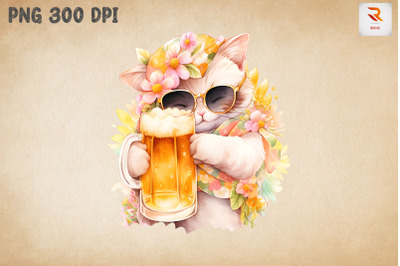 Cute Cat Loves Beer Summertime 5