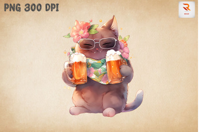 Cute Cat Loves Beer Summertime 7