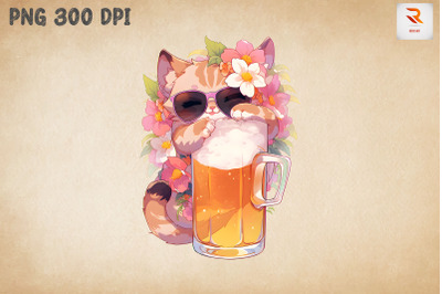 Cute Cat Loves Beer Summertime 14