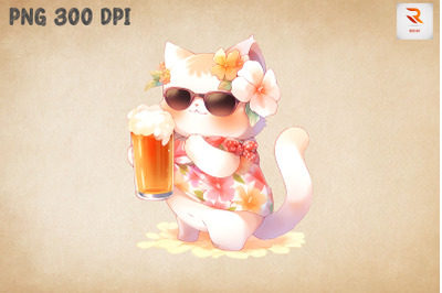 Cute Cat Loves Beer Summertime 15