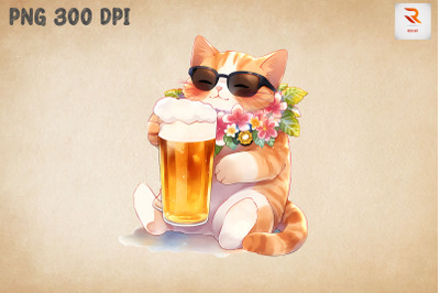 Cute Cat Loves Beer Summertime 17