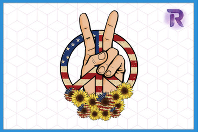 4th of July Peace Sign sunflower